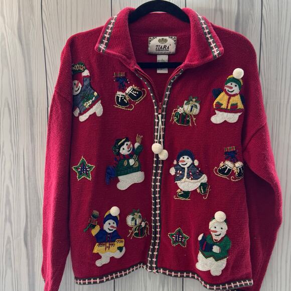 Tiara Women's Red Holiday Cardigan Sweater - Picture 1 of 6